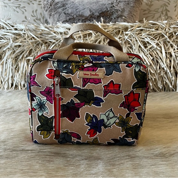 VERA BRADLEY Falling Flowers 2017 Neutral Lighten Up Lunch Cooler bag Tan Purple - Picture 1 of 12